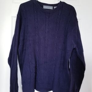 Oscar De La Renta Crew Neck Navy Knit Sweater